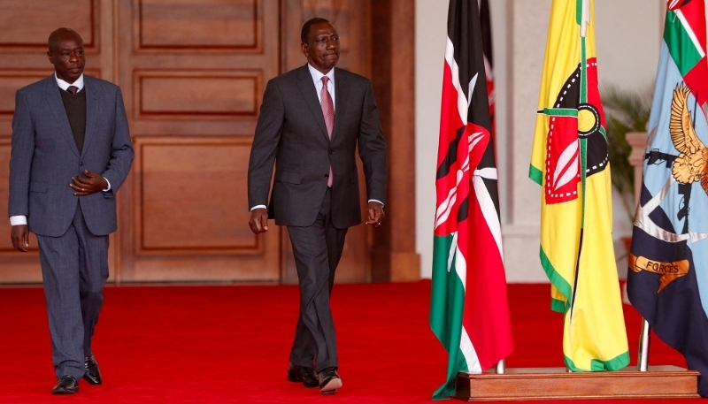 Kenya's Deputy President Rigathi Gachagua (left) with President William Ruto in Nairobi, Kenya, 24 July 2024.