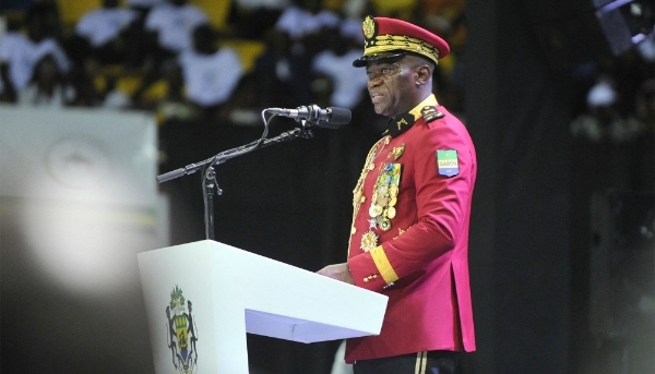 Gabon Transitional President General Brice Clotaire Oligui Nguema in Libreville on 2 April 2024. 