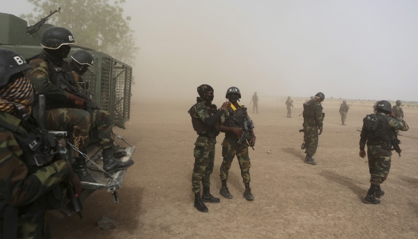 Cameroonian soldiers from the BIR in Kolofata, Cameroon, 16 March 2016.