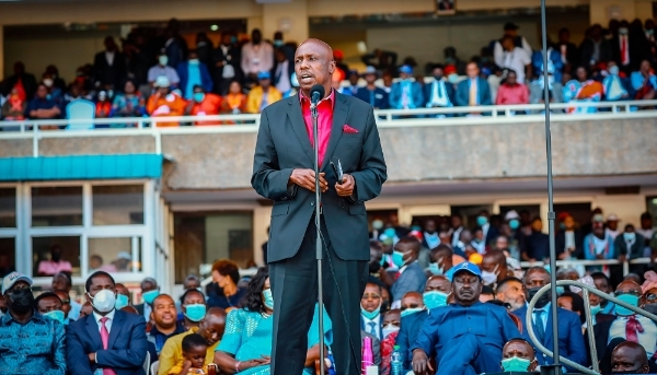 Former Baringo senator Gideon Moi gives a speech during the Azimio la Umoja Convention in Nairobi, Kenya, 10 December 2021.