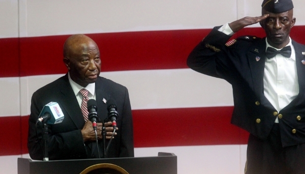 Joseph Boakai addresses the joint chambers of the National Legislature in Monrovia, Liberia, on 29 January 2024.