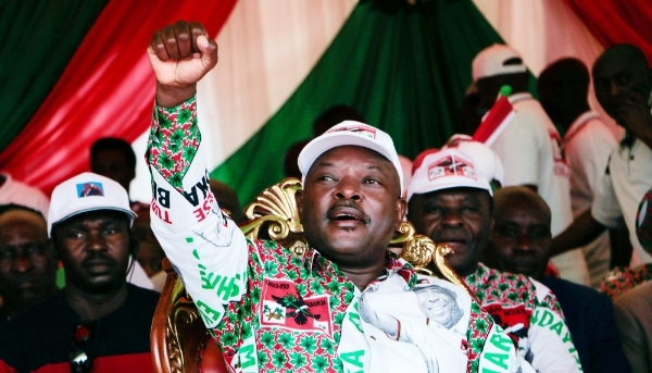 Pierre Nkurunziza during a campaign rally in Bujumbura on 16 May 2020.