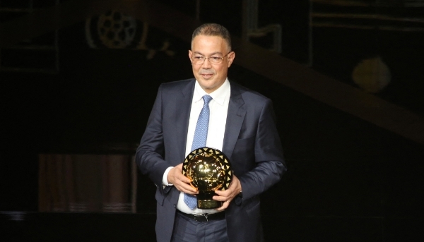 Fouzi Lekjâa receives the Best Team Award at the 2023 CAF Awards in Marrakesh, Morocco, 11 December 2023. 