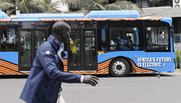 An electric bus in Nairobi on 19 October 2022.