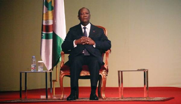 Alassane Ouattara attends the parliament congress in Abidjan on 18 June 2024.