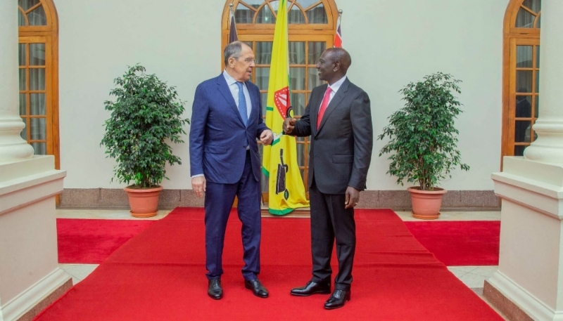 Russian Foreign Minister Sergey Lavrov with President William Ruto in Nairobi, Kenya, 29 May 2023.