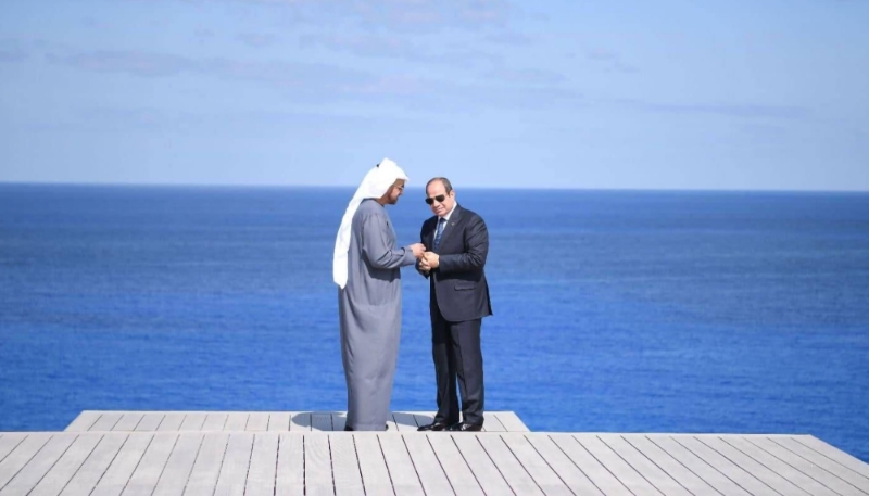 Abdel Fattah al-Sisi and Sheikh Mohammed bin Zayed Al Nahyan at the Ras El-Hekma Development Project launch ceremony, on 4 October 2024.