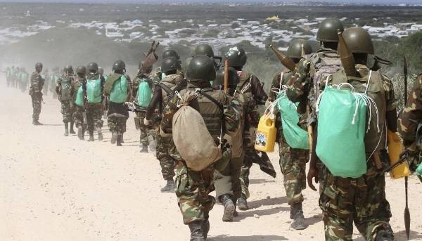 AMISOM soldiers from Burundi on the outskirts of Mogadishu, May 2012.