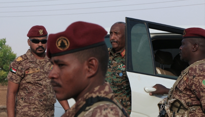 General Abdel Fattah al-Burhan arrives in Messawi, near Meroe, 29 August 2024.