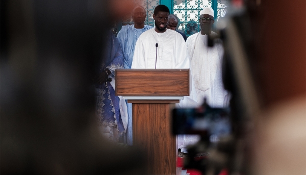 The president of Senegal Bassirou Diomaye Faye in Dakar on 10 April 2024.