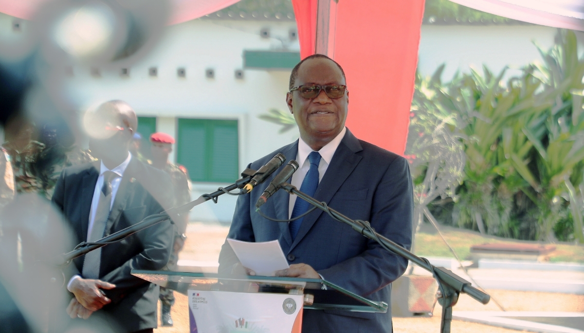 Ivorian Defence Minister Téné Birahima Ouattara in Port-Bouet military camp, Abidjan, on 20 February 2025.