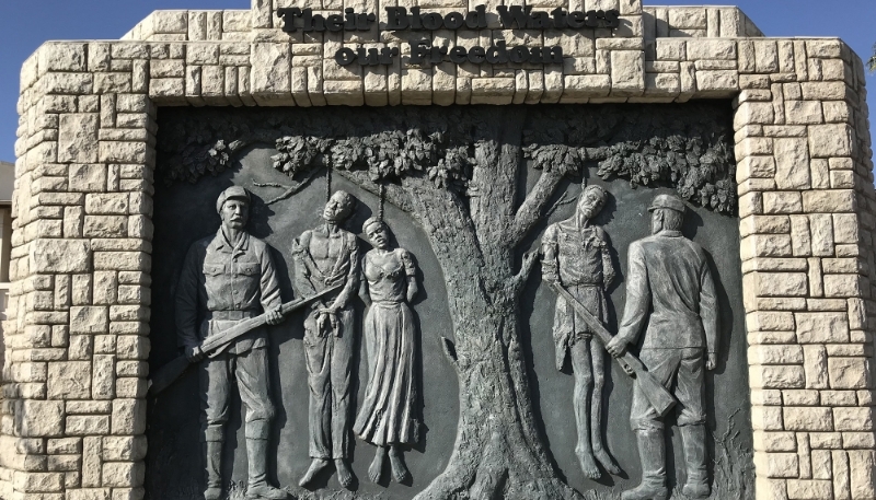 Memorial in the capital Windhoek to the genocide of the Herero and the Nama committed by German colonial troops, photographed in 2019.