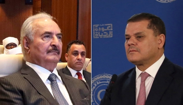 Khalifa Haftar (left) and GNU Prime Minister Abdelhamid Dabaiba.