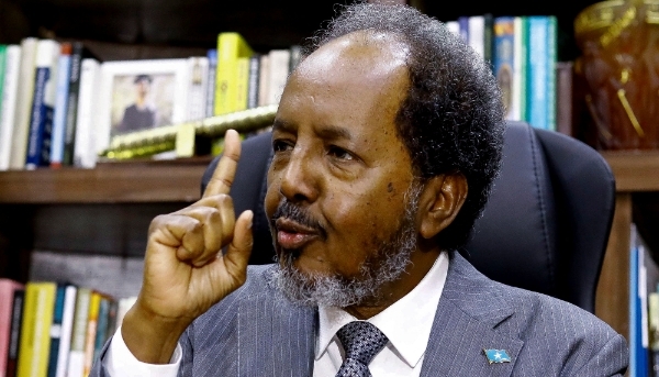 Somali President Hassan Sheikh Mohamud in his office in Mogadishu in February 2024.