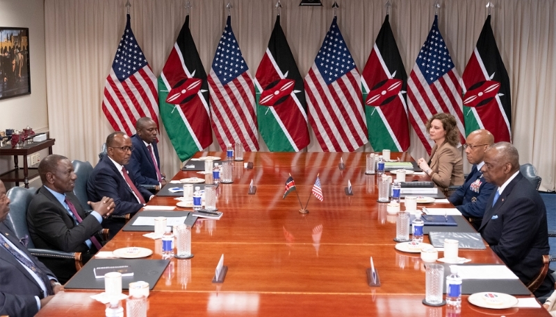 Kenyan President William Ruto at the Pentagon in Virginia, USA, 24 May 2024.
