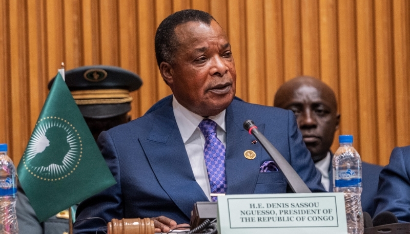 Congolese President Denis Sassou-Nguesso in Addis Ababa, on 14 February 2025. 