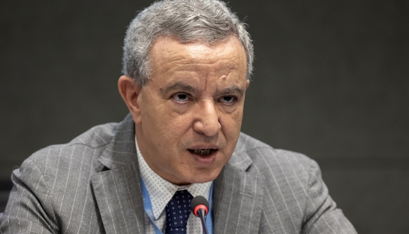 Former Moroccan justice minister Mohamed Aujjar on 4 July 2022 in Geneva.