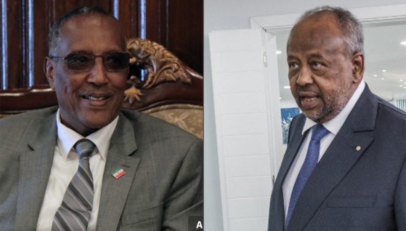 President of Somaliland Muse Bihi (left) and Ismaïl Omar Guelleh, President of Djibouti.