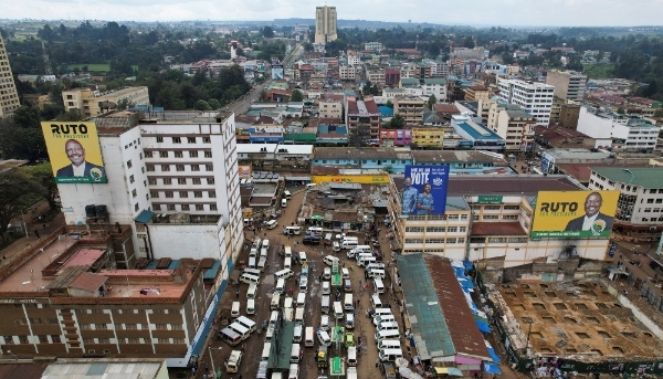 Aerial view of Eldoret, August 11, 2022, during the Kenyan presidential campaign.