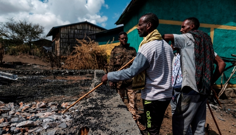 A destroyed house in the village of Bisober, in Ethiopia's Tigray region, December 2020.