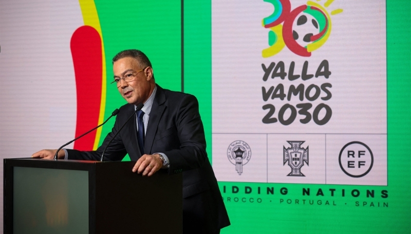 The president of the Moroccan Football Federation, Fouzi Lekjaa, in Oeiras, Portugal, 19 March 2024. 