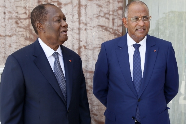 Ivorian president Alassane Ouattara and the prime minister Patrick Achi.