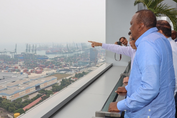 President Uhuru Kenyatta at the port of Mombasa, 20 September 2019.