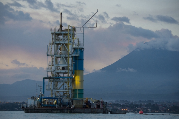 A methane extraction platform on Lake Kivu.