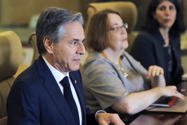 US Secretary of State Antony Blinken and Head of the Bureau of African Affairs Molly Phee in Addis Ababa, 16 March 2023.