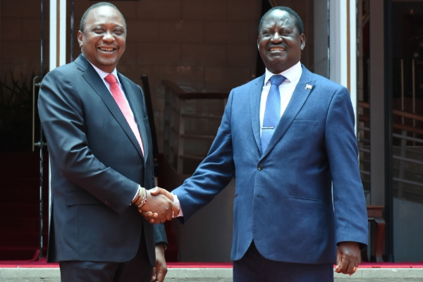 President Uhuru Kenyatta and his former rival, Raila Odinga.