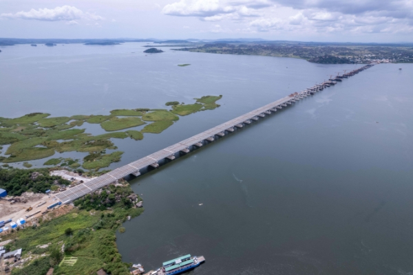 Magufuli bridge building progress.